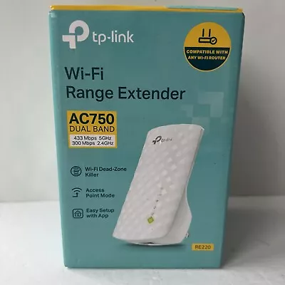 TP-LINK AC750 750Mbps Dual Band WiFi Range Extender RE220 New in Box - Image 1 of 4