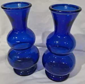 Due vasi abbinati blu cobalto moderno metà secolo/bulbo a forma curvata #4 - Foto 1 di 12