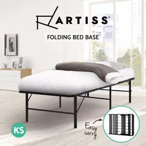 Artiss Folding Bed Frame King Single Size Foldable Metal Base Mattress Platform - Picture 1 of 10