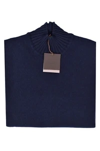 NUOVO Stile Latino V. Attolini maglione dolcevita cashmere EU 56 US 46 XL blu navy - Foto 1 di 3