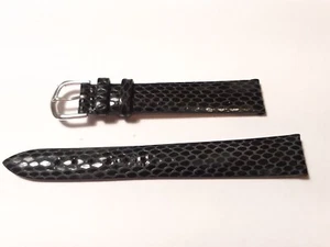 Correa para reloj 10, 12 y 14 mm (a elegir) piel serpiente negra hebilla acero - Imagen 1 de 4