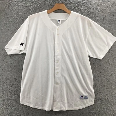 Camisa Jersey Russell Atlética Botón Delantero Para Hombres XXL Blanca Ojales Manga Corta Foto 1 de 4
