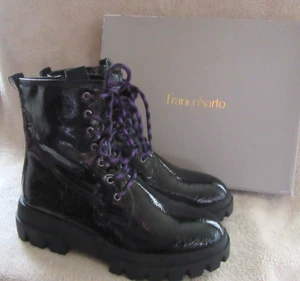 FRANCO SARTO Robbie Leather Side Zip Lace Up Combat Boots Shoes US 9 M EU 39 NWB - Picture 1 of 12