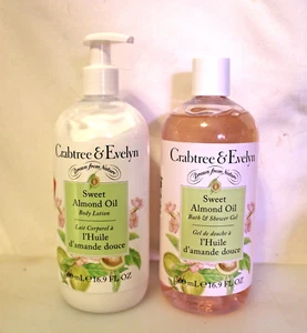 Crabtree & Evelyn Sweet Almond Oil Bath & Shower Gel & Body Lotion 16.9 Oz Each - Picture 1 of 1
