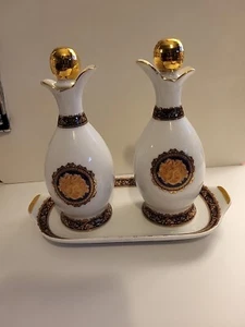 Bacco Limoges Set di Vassoi Cruet 3 Pezzi con Tappi - Vintage - Foto 1 di 15