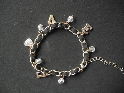 Charm Armband vergoldet mit Leder Dekor - Bild 1 von 2