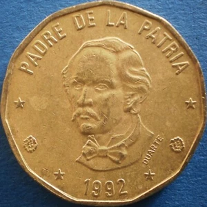 DOMINICAN REPUBLIC 1 PESO 1992 Dominicana Dominikanische Dominicaine Domenicana - Picture 1 of 2