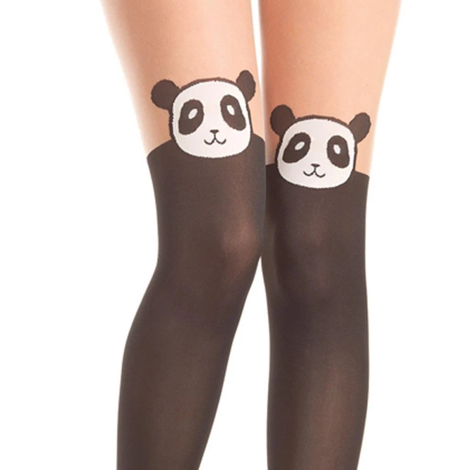 Pantimedias de oso panda imitación muslo diseño dos tonos disfraz medias 404 Foto 1 de 4