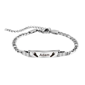 DIY Name Date Bracelet Custom Free Engraved Charm Bangle For Children Charm Gift - Picture 1 of 11