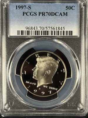 1997-S Kennedy Half Dollar PCGS PR70DCAM Deep Cameo Proof 50C – Ultra Gem! - Image 1 of 3