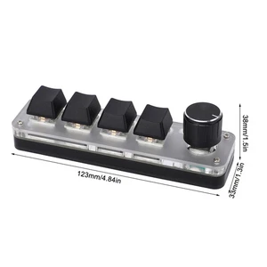 One Handed Mechanical Keyboard 4 Key With Adjustable RGB DIY Programmable Ke NEW - Afbeelding 1 van 12