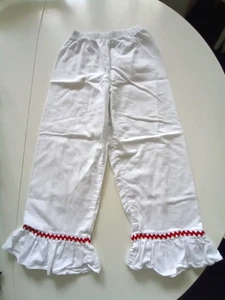 RUFFLE HEM Girls size 5 Cute RICK RACK TRIM COTTON SLEEP Pants - Picture 1 of 7