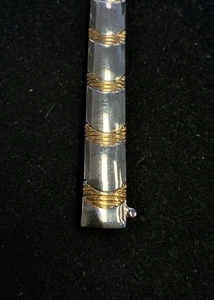Brazalete de plata de ley 925 de 7 pulgadas tiene resaltados en tono dorado marcado 925 Italia - Imagen 1 de 6