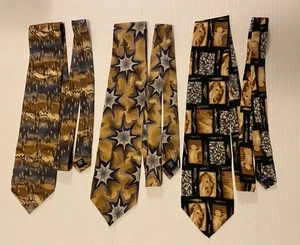 Set 3 Jerry Garcia Grateful Dead Krawatten - 100 % Seide gelb - Bild 1 von 5