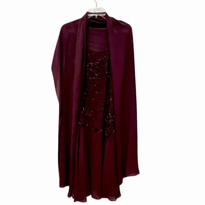 "Vestido estilo ciruela con cuentas aleta correa de espagueti de colección Jack Bryan S 32"" pecho" Foto 1 de 4