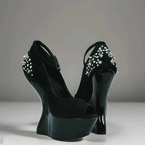 Aldo Extreme Damas Slip On Thorny Hell Black Genuino 100% Ante Abierto Tip Sz 37 - Imagen 1 de 7