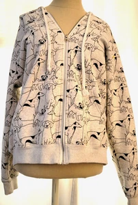 SM Armario Mujer Talla L Todo Perro Estampado Sudadera con Capucha Cremallera Completa Gris - Imagen 1 de 7
