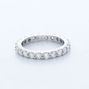1 1/2ct F SI1 Round Natural Certified Diamonds 950 Plat. Classic Eternity Band - Picture 1 of 13