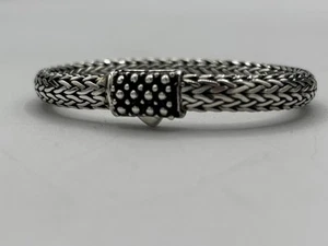 Bracciale in argento sterling Bali Weave 6" 6mm 32,4 grammi - Foto 1 di 8