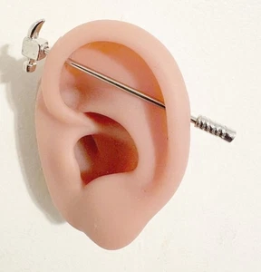 HAMMER HEAD INDUSTRIAL Barbell Surgical Steel 14g ALL LENGTHS. - Picture 1 of 16