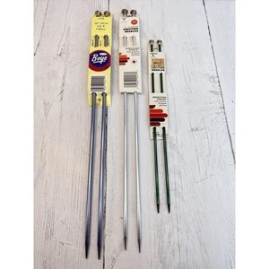 Boye NEW Aluminum Knitting Needles 14" 10" Sz 8 6 3 in Package Vintage Made USA - Picture 1 of 5