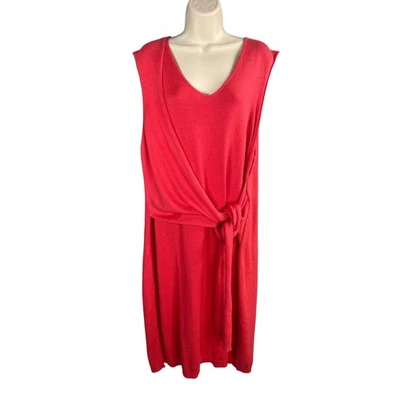 Peruvian Connection Hibiscus Harbour Island Dress Coral Knit XXL Tie Waist - Image 1 of 4