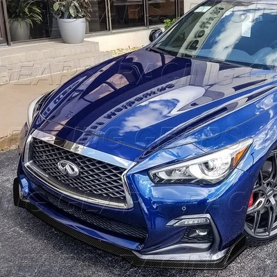 FIT 2018-2024 INFINITI Q50 SPORT REAL CARBON FIBER FRONT BUMPER BODY KIT LIP - Image 1 of 4