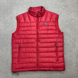 Patagonia Gilet Adult Large Red Puffer Goose Down Sweater Vest Jacket Mens* - Picture 1 of 9