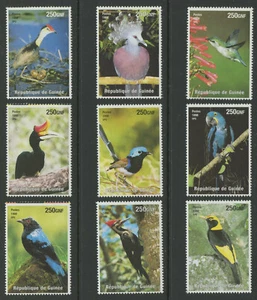 Juego de 9 estampillas Worldwide Birds MNH 1998 Guinea pájaro carpintero loro pinzón - Imagen 1 de 1