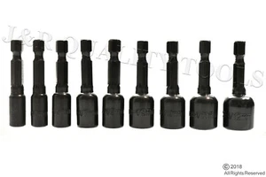 9-teiliges magnetisches Schlagschrauber-Set SAE Nuss-Setzer Bohrer 1/4 Zoll Schaft - Bild 1 von 2