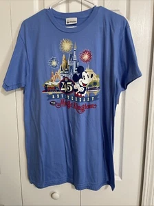 Disney Parks 45th Anniversary Magic Kingdom Blue TShirt  Mickey Mouse Unisex L - Picture 1 of 5