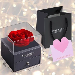 Valentine's Day Gift-Forever Rose Jewelry Box with Necklace,Rose Flower Gift AU - Picture 1 of 10