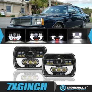 For Buick Century 1978-1981 DOT 7x6" LED Headlight DRL High-Low Sealed Beam 2pcs - Picture 1 of 12