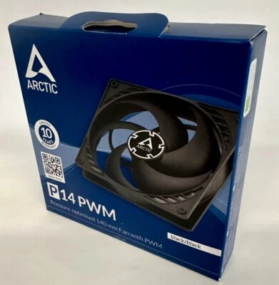 ARCTIC P14 PWM 14cm 140mm Black Pressure Optimised 4-pin PWM PC Case Fan 72.8CFM - Image 1 of 4