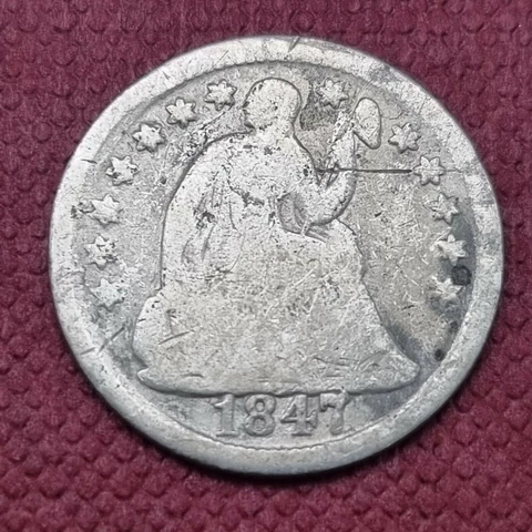 1847 Seated Liberty Half Dime 5c Circulated #43864 Cover