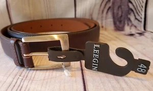Cinturón Leegin Hombre Inglés Biselado Marrón M80058 NUEVO SIN ETIQUETAS - Imagen 1 de 3