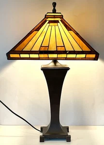 Vintage MISSION ARTS & CRAFTS STYLE Stained Glass Lamp Shade Multi Colored - Picture 1 of 10