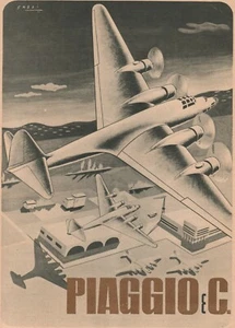 PUBBLICITA' 1942 PIAGGIO AEREO AEROPLANO AEROPORTO VOLO SESTRI PONENTE WW2 SASSI - Foto 1 di 1