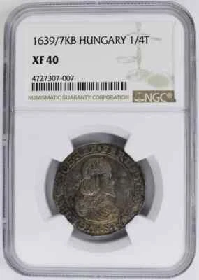 1639 HUNGARY Silver 1/4 THALER NGC XF-40 /7KB - Image 1 of 2
