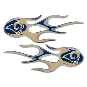 Los Angeles Rams Micro Flames Decal Auto NFL Football Raised Sticker Set of 2 - Picture 1 of 1