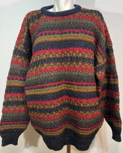 Gaeltarra Men's XL Sweater Made in Ireland Wool Mohair EUC Burgundy Blue - Picture 1 of 6