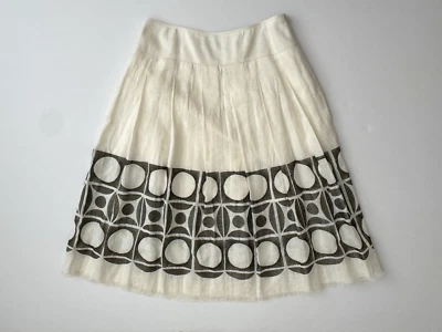 Per Se 3-Piece Skirt Set M Top Cropped Cardigan Ivory Olive Green Linen Silk - Image 1 of 4