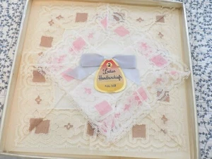 Handkerchiefs ~ Pair ~ Pink/White and Brown/Beige/White ~ Vintage ~ New in Box - Picture 1 of 1