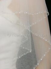 2t 2 Tier Sequin Beaded Edge Bridal Wedding Veil White Fingertip Length 36" V014