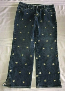 Lilly Pulitzer Girls Size 12 Blue Jean Embroidered Starfish Cropped Capri Pants - Picture 1 of 4