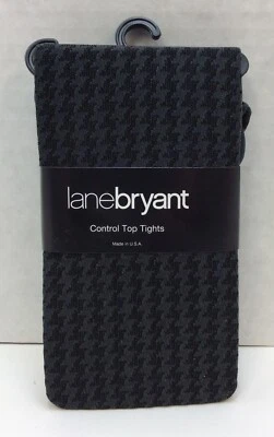 Lane Bryant Black & Gray Houndstooth Control Top Tights Size A/B, 1 Pair - Image 1 of 3