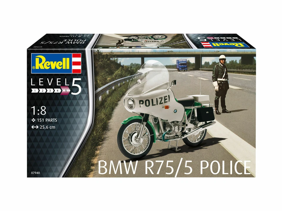 REVELL 1:8 KIT MOTO IN PLASTICA BMW R75/5 POLICE LUNGHEZZA 25,6 CM    ART 07940 - Immagine 1 di 1