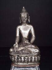 Tibet antique cast silver Medicine Buddha with sealed copper base