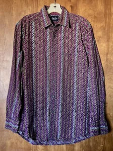 Indigo Palms Denim Company 100% Cotton Flower Print Men’s Long Sleeve Shirt Sz M - Picture 1 of 8