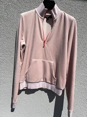 Juicy Couture Jumper Womens XS | S Thick Velour Black Label Pink Half Zip Top EX - Image 1 of 4